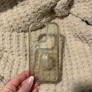 Loopy Case iPhone 14 Pro (6.1” screen). Clear sparkle silver